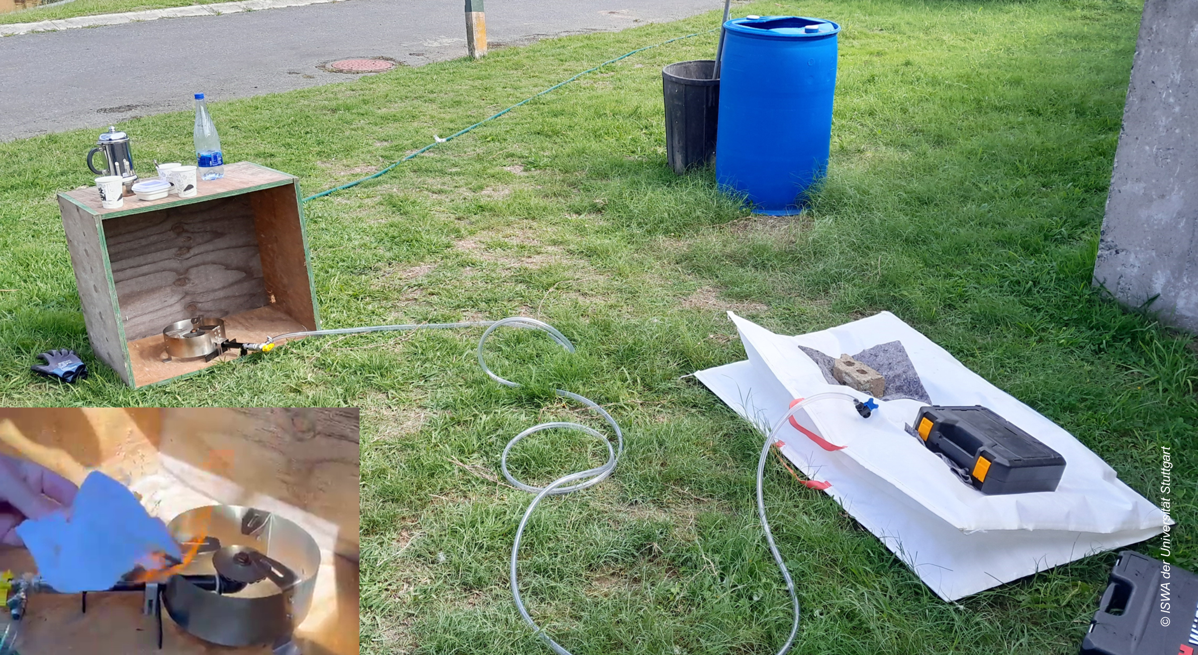 Impressions from the biogas training, including participants, the pilot plant and live biogas demonstration. © ISWA University of Stuttgart